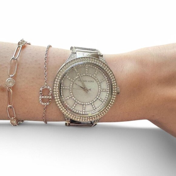 ✰ michael kors silver stainless steel analog watch with crystals ✰ - Picture 1 of 4